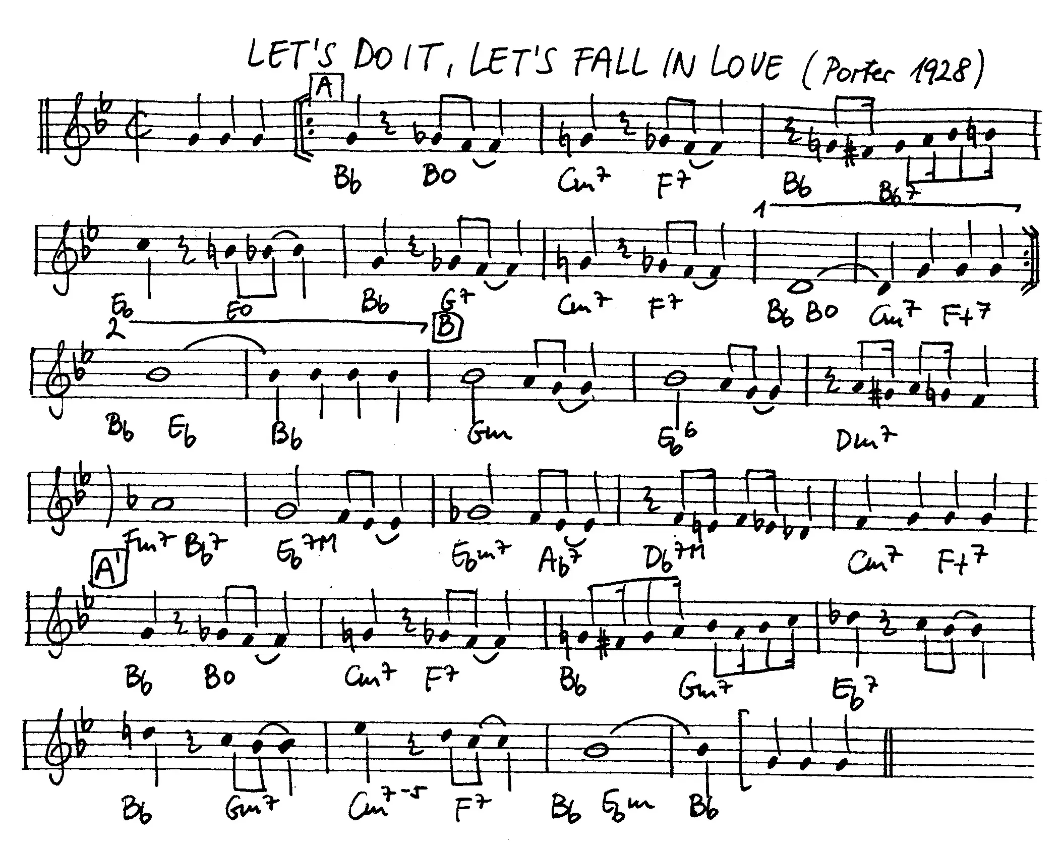let's do it let's fall in love free jazz leadsheet - Courtesy of the Jungle Jazz Band